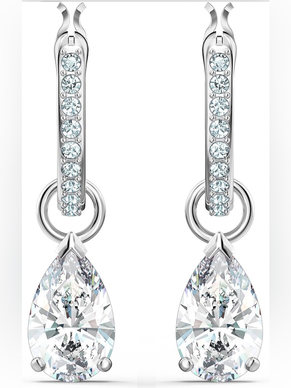 Swarovski Silver Teardrop Crystal Dangle Earrings
